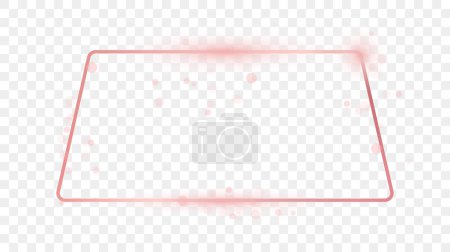 Ilustración de Rose gold glowing rounded trapezoid shape frame isolated on transparent background. Shiny frame with glowing effects. Vector illustration - Imagen libre de derechos