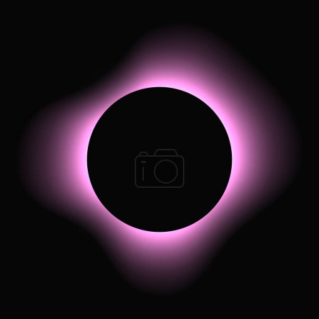 Téléchargez les illustrations : Circle illuminate frame with gradient. Purple round neon banner isolated on black background. Vector illustration - en licence libre de droit