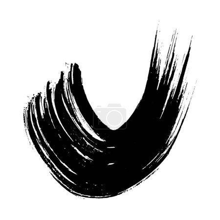 Ilustración de Black grunge semicircular brush strokes. Painted wavy ink stripes. Ink spot isolated on white background. Vector illustration - Imagen libre de derechos
