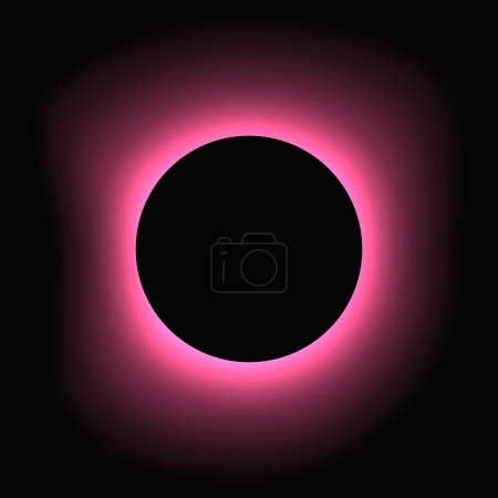 Ilustración de Circle illuminate frame with gradient. Pink round neon banner isolated on black background. Vector illustration - Imagen libre de derechos