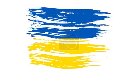 Ilustración de Bandera nacional ucraniana en estilo grunge. Pintado con una pincelada bandera de Ucrania. Ilustración vectorial - Imagen libre de derechos