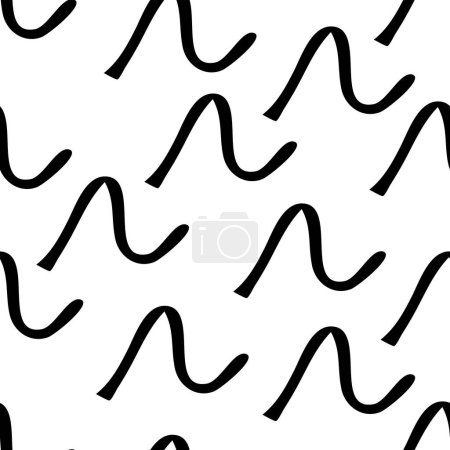 Illustration for Seamless pattern with black sketch hand drawn squiggle  shape on white background. Abstract grunge texture. Vector illustration - Royalty Free Image