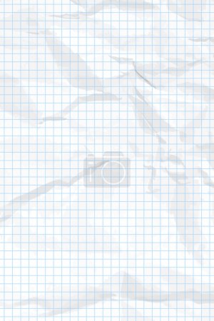 Illustration for White clean crumpled paper background. Vertical crumpled checkered empty paper template for posters and banners. Vector illustration - Royalty Free Image