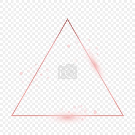 Illustration for Rose gold glowing triangle frame isolated on transparent background. Shiny frame with glowing effects. Vector illustration - Royalty Free Image