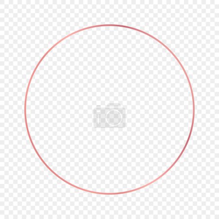 Illustration for Rose gold glowing circle frame isolated on transparent background. Shiny frame with glowing effects. Vector illustration - Royalty Free Image