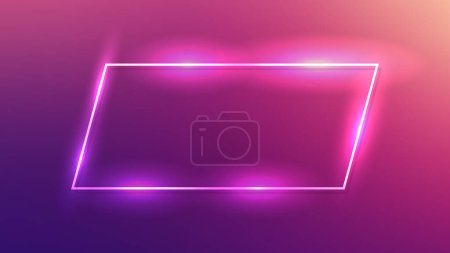 Illustration for Neon frame with shining effects on dark purple background. Empty glowing techno backdrop. Vector illustration - Royalty Free Image