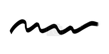 Illustration for Black wavy grunge brush stroke. Painted ink stripe. Ink spot isolated on white background. Vector illustration - Royalty Free Image