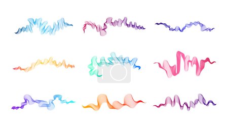 Ilustración de Rayas onduladas curvas. Conjunto de líneas de onda de gradiente de color abstracto sobre fondo blanco. Ilustración vectorial - Imagen libre de derechos