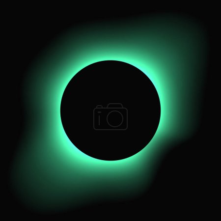 Ilustración de Circle illuminate frame with gradient. Green round neon banner isolated on black background. Vector illustration - Imagen libre de derechos