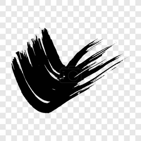Ilustración de Pinceladas semicirculares de grunge negro. Rayas de tinta ondulada pintadas. Mancha de tinta aislada sobre fondo transparente. Ilustración vectorial - Imagen libre de derechos