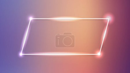 Illustration for Neon frame with shining effects on dark background. Empty glowing techno backdrop. Vector illustration - Royalty Free Image
