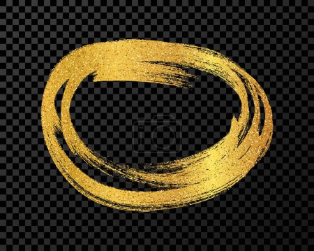 Illustration for Circle drawn with a gold marker. Doodle style scribble circle. Gold hand drawn design elements on dark transparent background. Vector illustration - Royalty Free Image