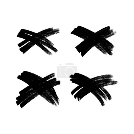 Illustration for Hand drawn brush cross symbol. Bet of black sketch cross symbols on white background. Vector illustration - Royalty Free Image