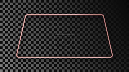 Ilustración de Marco trapezoidal redondeado brillante de oro rosa con sombra aislada sobre fondo transparente oscuro. Marco brillante con efectos brillantes. Ilustración vectorial - Imagen libre de derechos