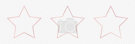 Ilustración de Conjunto de tres marcos de forma de estrella brillante de oro rosa aislados sobre fondo transparente. Marco brillante con efectos brillantes. Ilustración vectorial - Imagen libre de derechos