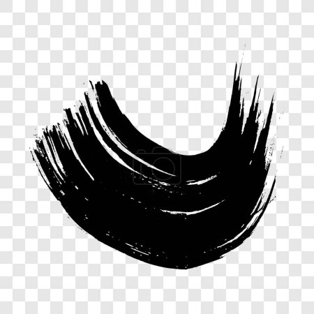 Illustration for Black grunge semicircular brush strokes. Painted wavy ink stripes. Ink spot isolated on transparent background. Vector illustration - Royalty Free Image