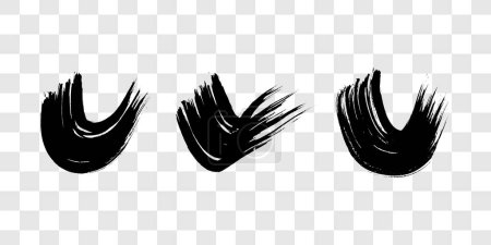 Illustration for Black grunge semicircular brush strokes. Set of painted wavy ink stripes. Ink spot isolated on transparent background. Vector illustration - Royalty Free Image