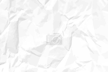 White clean crumpled paper background. Horizontal crumpled empty paper template for posters and banners. Vector illustration