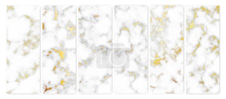 Illustration for Gold marble texture background. Set of six abstract backdrops of marble granite stone. Vector illustration - Royalty Free Image