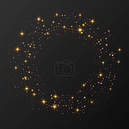 Ilustración de Fondo punteado semitono brillante oro abstracto. Patrón de brillo dorado en forma de círculo. Círculo de puntos de medio tono. Ilustración vectorial - Imagen libre de derechos