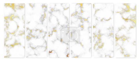 Illustration for Gold marble texture background. Set of six abstract backdrops of marble granite stone. Vector illustration - Royalty Free Image