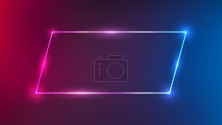 Illustration for Neon frame with shining effects on dark purple background. Empty glowing techno backdrop. Vector illustration - Royalty Free Image