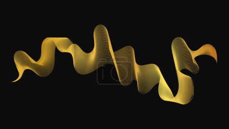 Illustration for Abstract backdrop with luxury golden waves on dark background. Modern technology background, wave design. Vector illustration - Royalty Free Image