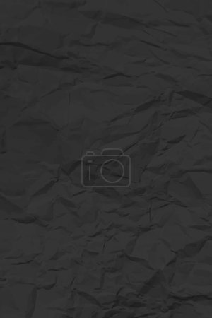 Illustration for Black clean crumpled paper background. Vertical crumpled empty paper template for posters and banners. Vector illustration - Royalty Free Image