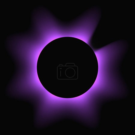 Illustration for Circle illuminate frame with gradient. Purple round neon banner isolated on black background. Vector illustration - Royalty Free Image