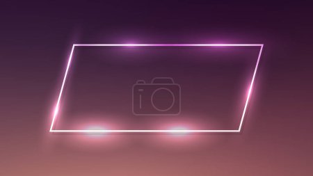 Illustration for Neon frame with shining effects on dark brown background. Empty glowing techno backdrop. Vector illustration - Royalty Free Image