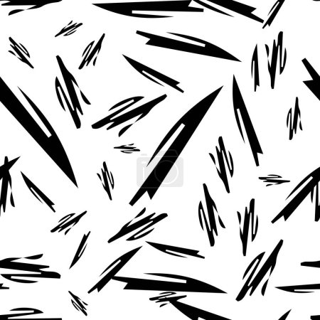 Illustration for Seamless pattern with black pencil brushstrokes in abstract shapes on white background. Vector illustration - Royalty Free Image
