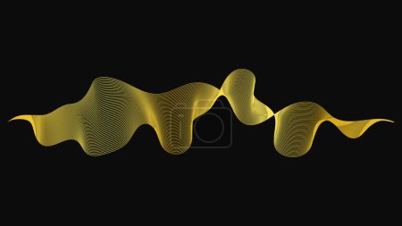 Illustration for Abstract backdrop with luxury golden waves on dark background. Modern technology background, wave design. Vector illustration - Royalty Free Image