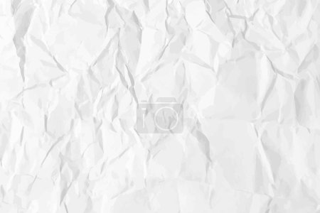 Weißer, sauberer, zerknitterter Papierhintergrund. Horizontal zerknüllte leere Papiervorlage für Poster und Banner. Vektorillustration