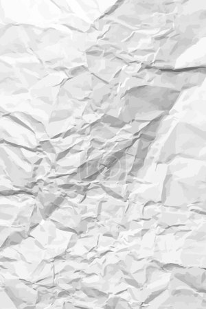 Weißer, sauberer, zerknitterter Papierhintergrund. Vertikal zerknüllte leere Papiervorlage für Poster und Banner. Vektorillustration