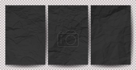 Illustration for Set of white clean crumpled papers on transparent background. Crumpled empty sheets of paper with shadow for posters and banners. Vector illustration - Royalty Free Image