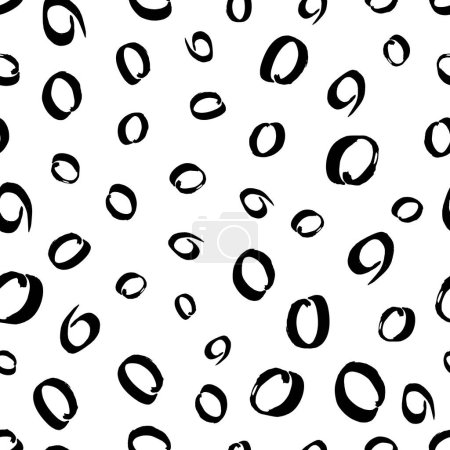 Illustration for Seamless pattern with black sketch hand drawn brush scribble circles shape on white background. Abstract grunge texture. Vector illustration - Royalty Free Image