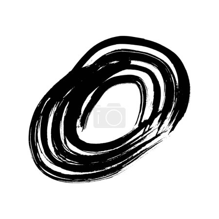 Ilustración de Pincelada grunge negra en forma de círculo. Círculo de tinta pintado. Mancha de tinta aislada sobre fondo blanco. Ilustración vectorial - Imagen libre de derechos
