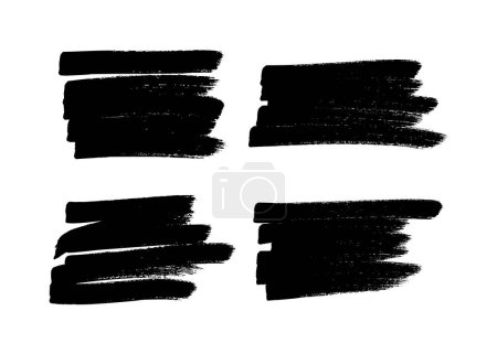 Escribir con un marcador negro. Conjunto de cuatro garabatos estilo varios garabatos. Elementos de diseño dibujado a mano negro sobre fondo blanco. Ilustración vectorial