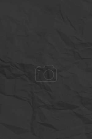 Black clean crumpled paper background. Vertical crumpled empty paper template for posters and banners. Vector illustration