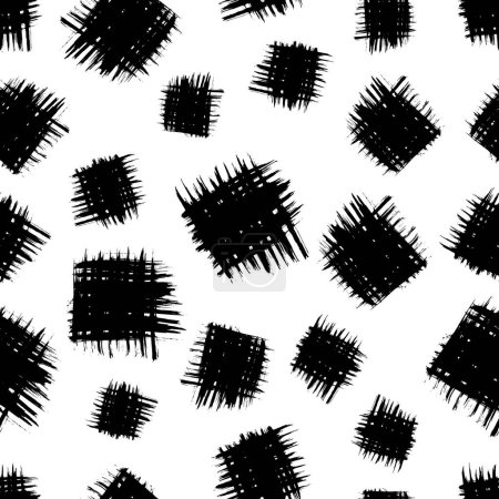 Ilustración de Patrón sin costuras con trazo de pincel negro en forma cuadrada sobre fondo blanco. Ilustración vectorial - Imagen libre de derechos