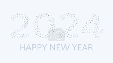 Téléchargez les illustrations : Fond du Nouvel An avec les numéros 2024 fait de flocons de neige. Flocons de neige bleus sur un fond bleu et l'inscription Bonne année. Illustration vectorielle - en licence libre de droit