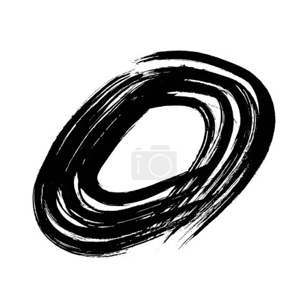 Illustration for Black grunge brush stroke in circle form. Painted ink circle. Ink spot isolated on white background. Vector illustration - Royalty Free Image