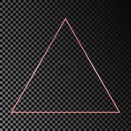 Ilustración de Marco triangular brillante de oro rosa aislado sobre fondo transparente oscuro. Marco brillante con efectos brillantes. Ilustración vectorial - Imagen libre de derechos