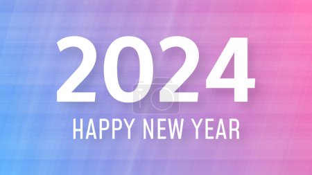 Illustration for 2024 Happy New Year background.  Modern greeting banner template with white 2024 New Year numbers on violet abstract background with lines. Vector illustration - Royalty Free Image
