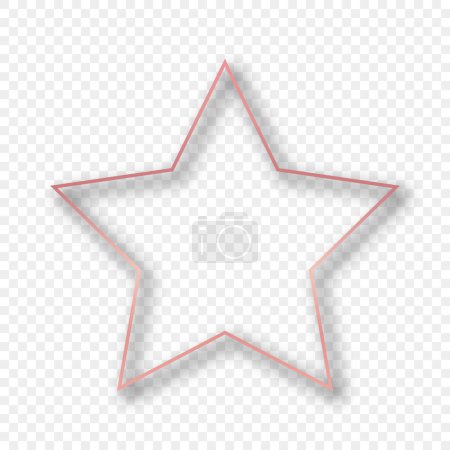 Ilustración de Marco de forma de estrella brillante de oro rosa con sombra aislada sobre fondo transparente. Marco brillante con efectos brillantes. Ilustración vectorial - Imagen libre de derechos