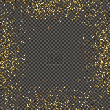 Ilustración de Polvo brillante dorado sobre un fondo gris transparente. Polvo con efecto brillo dorado y espacio vacío para su texto. Ilustración vectorial - Imagen libre de derechos