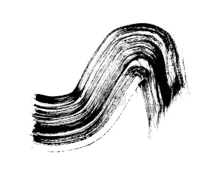 Téléchargez les illustrations : Coup de pinceau grunge ondulé noir. Bande d'encre peinte. Encre isolée sur fond blanc. Illustration vectorielle - en licence libre de droit