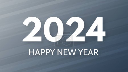 Illustration for 2024 Happy New Year background.  Modern greeting banner template with white 2024 New Year numbers on dark abstract background with lines. Vector illustration - Royalty Free Image