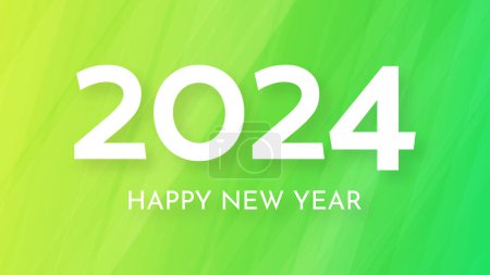 Illustration for 2024 Happy New Year background.  Modern greeting banner template with white 2024 New Year numbers on green abstract background with lines. Vector illustration - Royalty Free Image