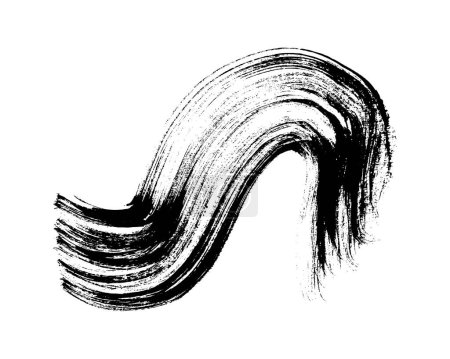 Illustration for Black wavy grunge brush stroke. Painted ink stripe. Ink spot isolated on white background. Vector illustration - Royalty Free Image